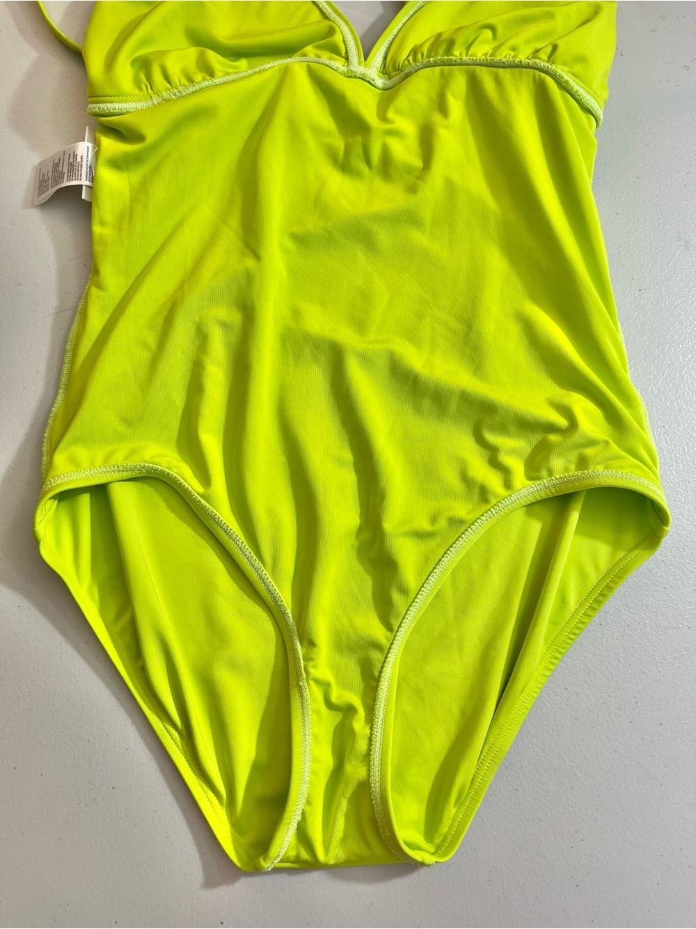 Michael Michael Kors Neon Lime One-Piece Swimsuit Front Ring Detail Women 12 - Picture 6 of 7